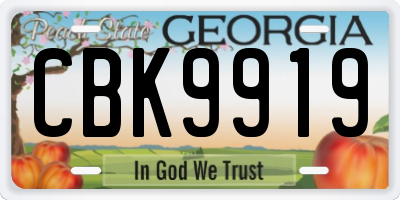 GA license plate CBK9919
