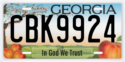 GA license plate CBK9924