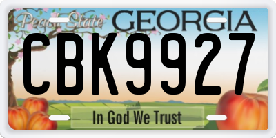 GA license plate CBK9927