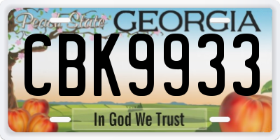 GA license plate CBK9933