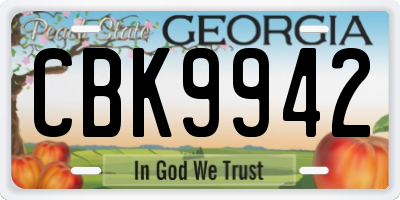 GA license plate CBK9942