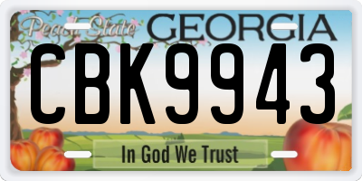 GA license plate CBK9943