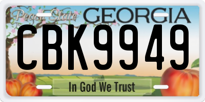 GA license plate CBK9949