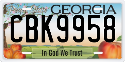 GA license plate CBK9958