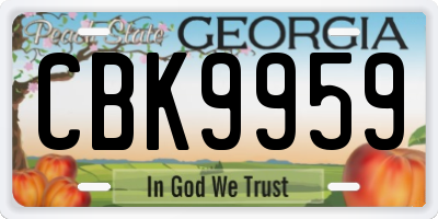 GA license plate CBK9959