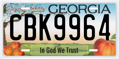 GA license plate CBK9964