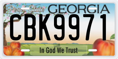 GA license plate CBK9971
