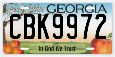 GA license plate CBK9972