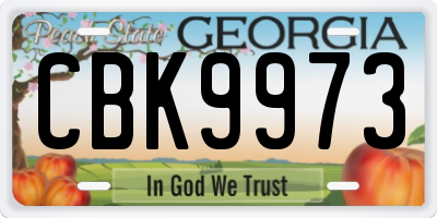 GA license plate CBK9973