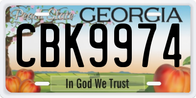 GA license plate CBK9974