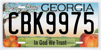 GA license plate CBK9975
