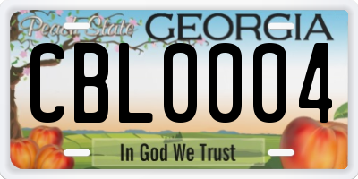GA license plate CBL0004