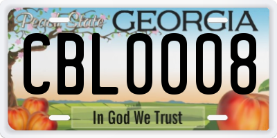 GA license plate CBL0008