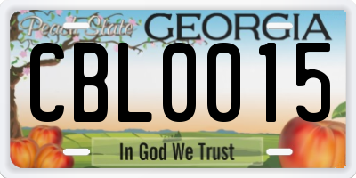 GA license plate CBL0015