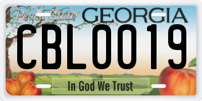 GA license plate CBL0019