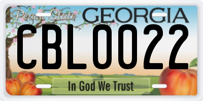 GA license plate CBL0022