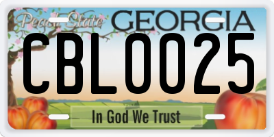 GA license plate CBL0025