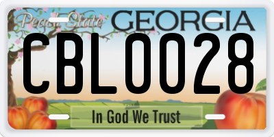 GA license plate CBL0028