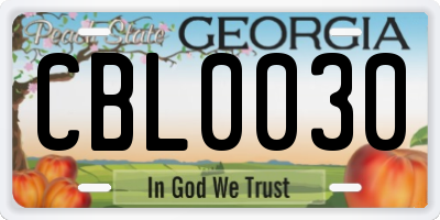 GA license plate CBL0030