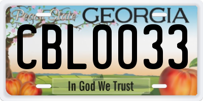 GA license plate CBL0033