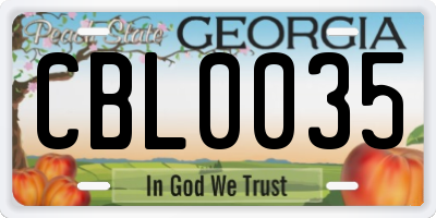 GA license plate CBL0035