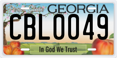 GA license plate CBL0049