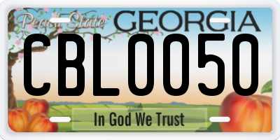 GA license plate CBL0050