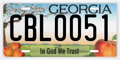 GA license plate CBL0051
