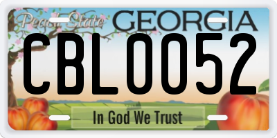GA license plate CBL0052