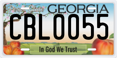 GA license plate CBL0055