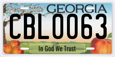 GA license plate CBL0063