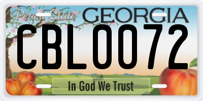 GA license plate CBL0072