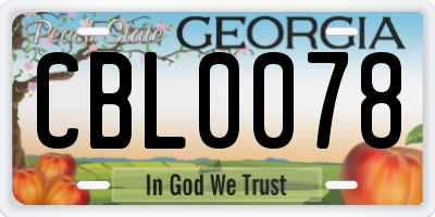 GA license plate CBL0078