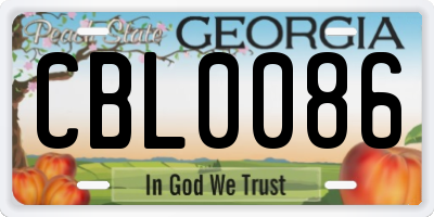 GA license plate CBL0086