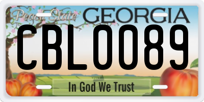 GA license plate CBL0089