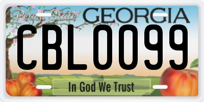GA license plate CBL0099