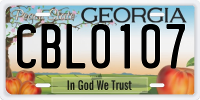 GA license plate CBL0107