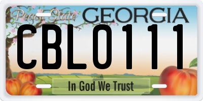 GA license plate CBL0111