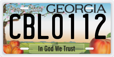 GA license plate CBL0112