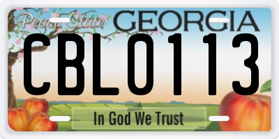 GA license plate CBL0113