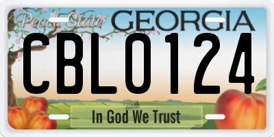 GA license plate CBL0124