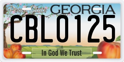GA license plate CBL0125