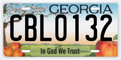 GA license plate CBL0132