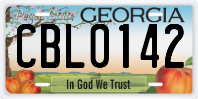 GA license plate CBL0142