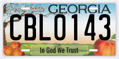 GA license plate CBL0143