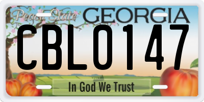 GA license plate CBL0147
