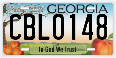 GA license plate CBL0148