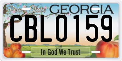GA license plate CBL0159