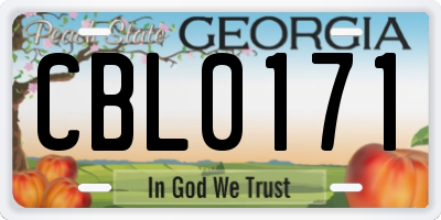 GA license plate CBL0171