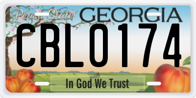 GA license plate CBL0174